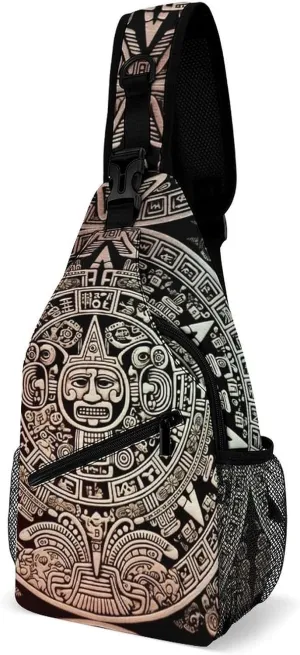 Small Sling Chest Bag Crossbody Bag for Men Women,Mayan Calendar End Of The World Lightweight Gym Daypack for Travel Cycling Hiking
