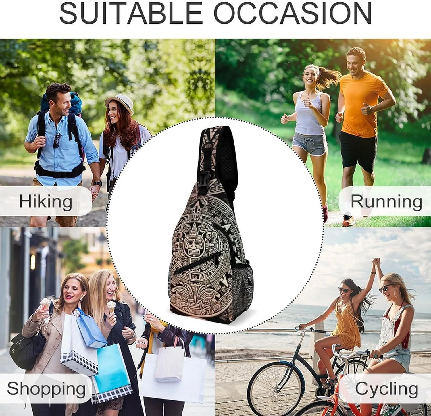Small Sling Chest Bag Crossbody Bag for Men Women,Mayan Calendar End Of The World Lightweight Gym Daypack for Travel Cycling Hiking