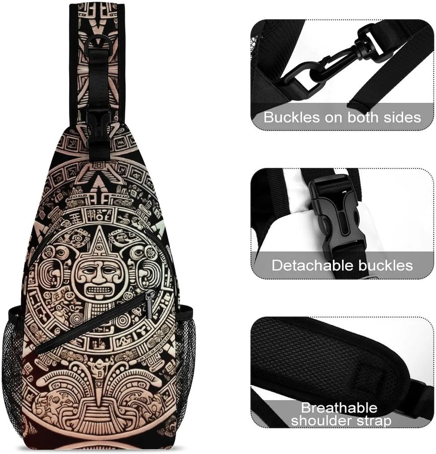 Small Sling Chest Bag Crossbody Bag for Men Women,Mayan Calendar End Of The World Lightweight Gym Daypack for Travel Cycling Hiking
