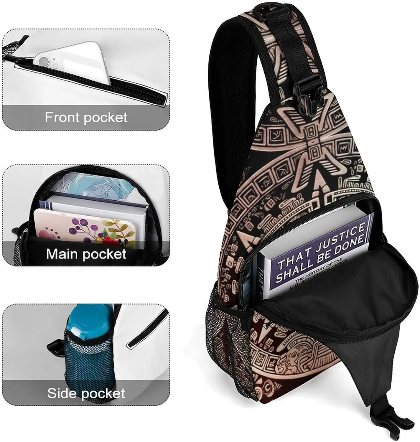 Small Sling Chest Bag Crossbody Bag for Men Women,Mayan Calendar End Of The World Lightweight Gym Daypack for Travel Cycling Hiking