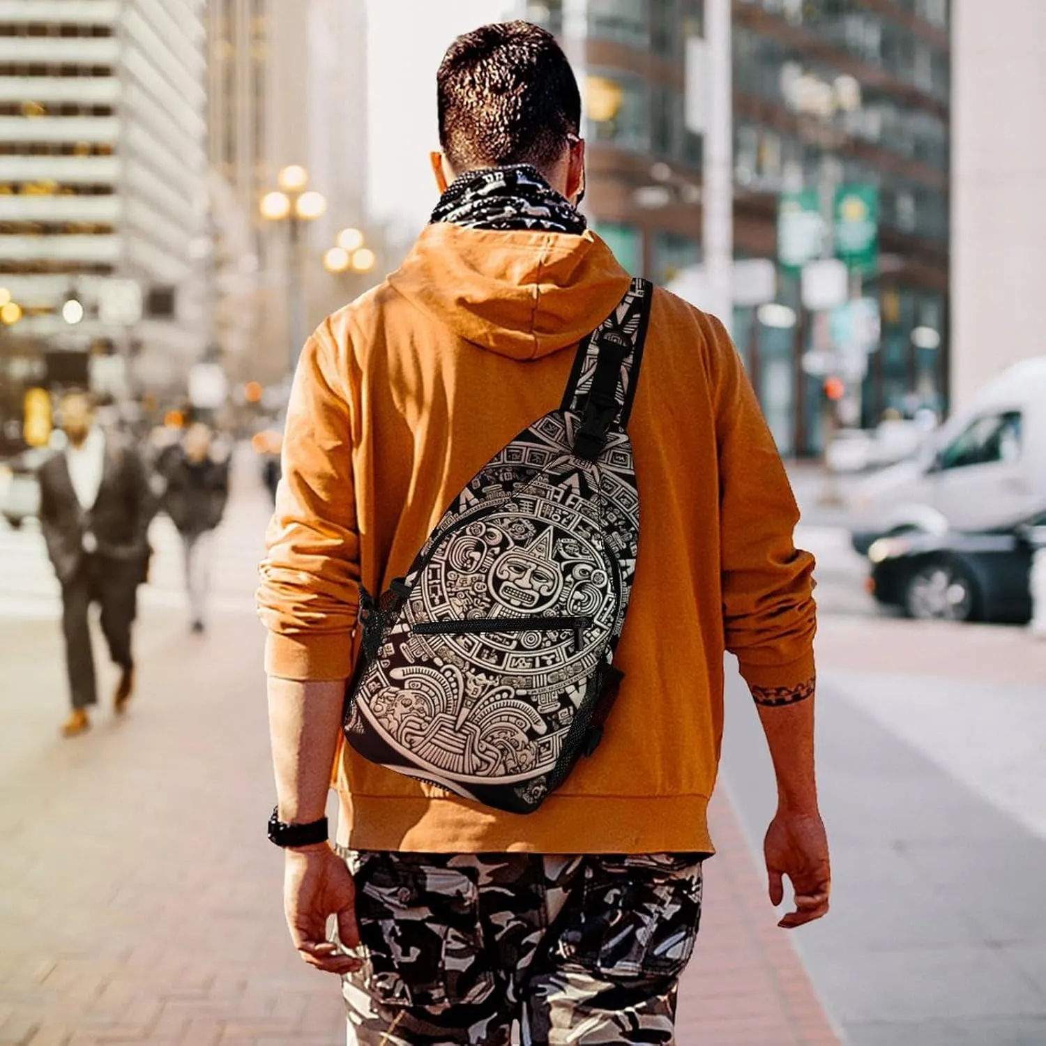 Small Sling Chest Bag Crossbody Bag for Men Women,Mayan Calendar End Of The World Lightweight Gym Daypack for Travel Cycling Hiking
