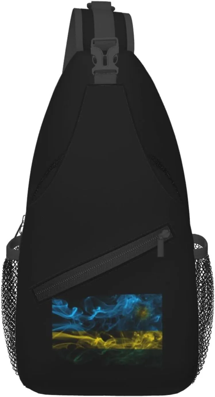 Smoke Style Flag Of Rwanda Crossbody Bags For Women Men Chest Backpack Gym Shoulder Bag Travel Outdoor Sports Casual Crossbody Bags