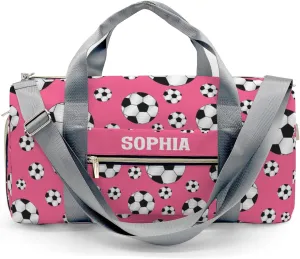 Soccer Balls Pink Personalized Duffel Bags Customized Multi-Function Travel Bag Gym Sports Bag Dance Ballet Overnight Carry On Weekend Bag