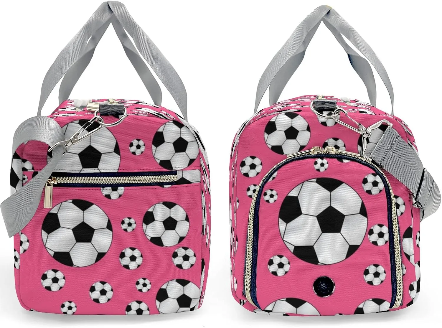 Soccer Balls Pink Personalized Duffel Bags Customized Multi-Function Travel Bag Gym Sports Bag Dance Ballet Overnight Carry On Weekend Bag