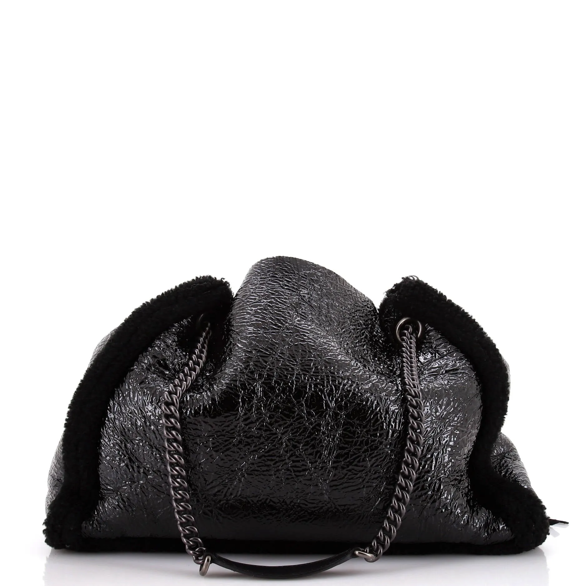Soho Chain Strap Shoulder Bag Patent and Shearling Medium
