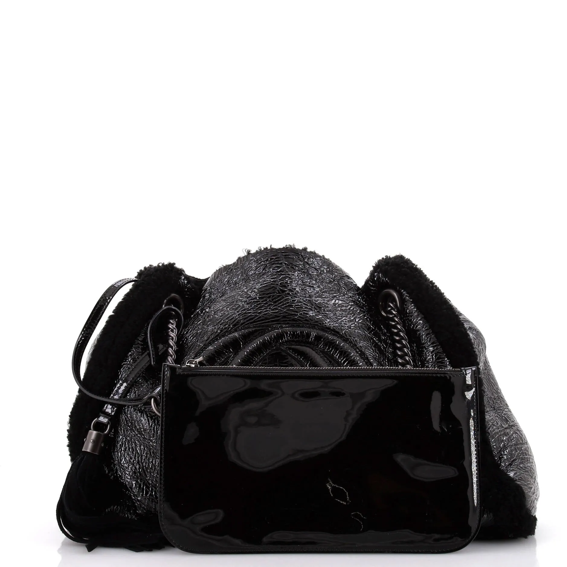 Soho Chain Strap Shoulder Bag Patent and Shearling Medium