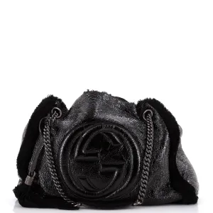 Soho Chain Strap Shoulder Bag Patent and Shearling Medium