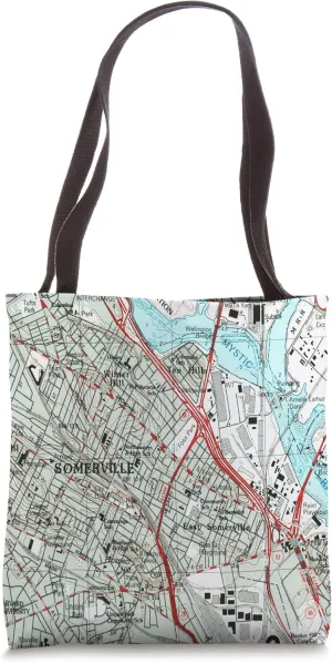 Somerville Massachusetts Map Tote Bag