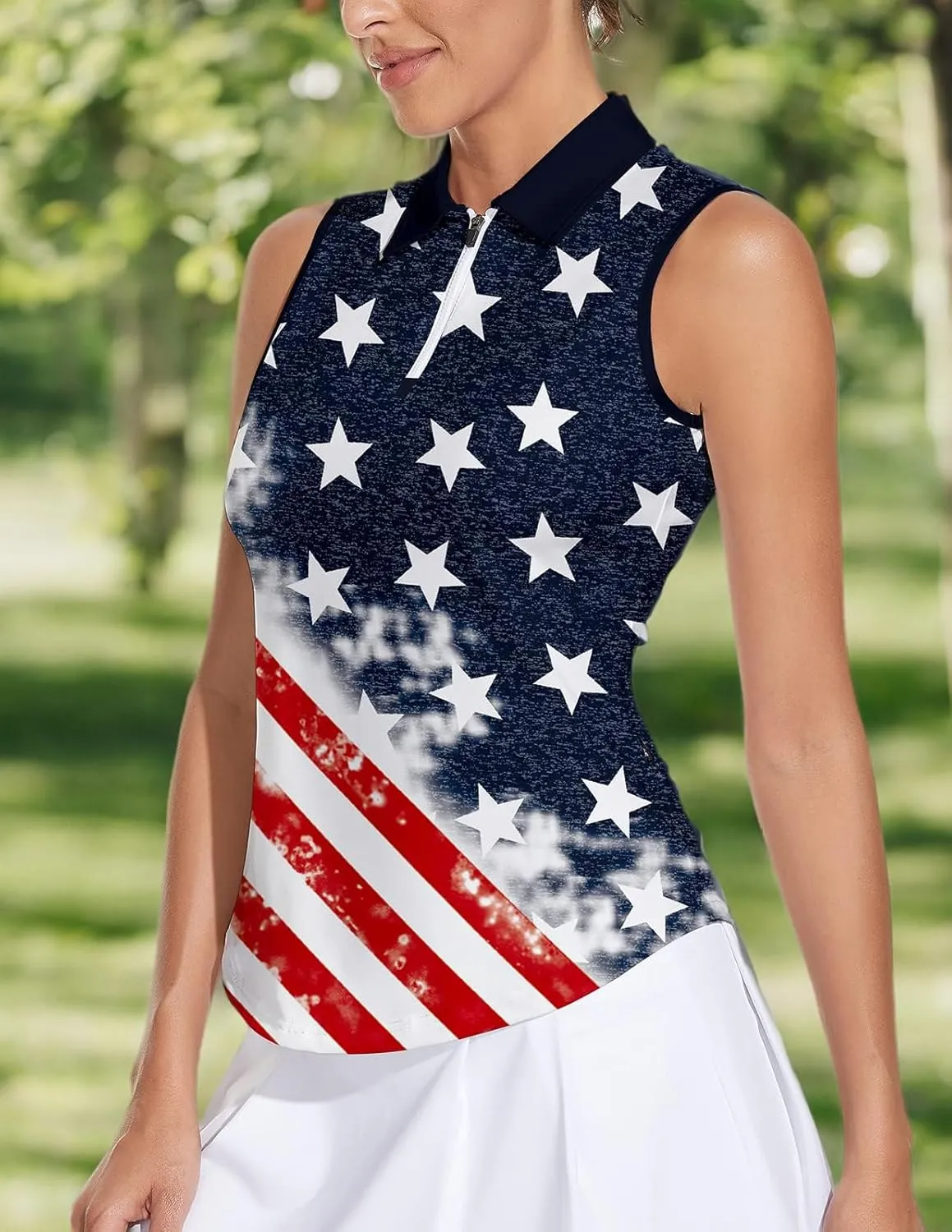 Soneven Womens Sleeveless Golf Shirt Moisture Wicking Athletic Golf Tank Top Printed Polo Tennis Shirts (XS-3XL)