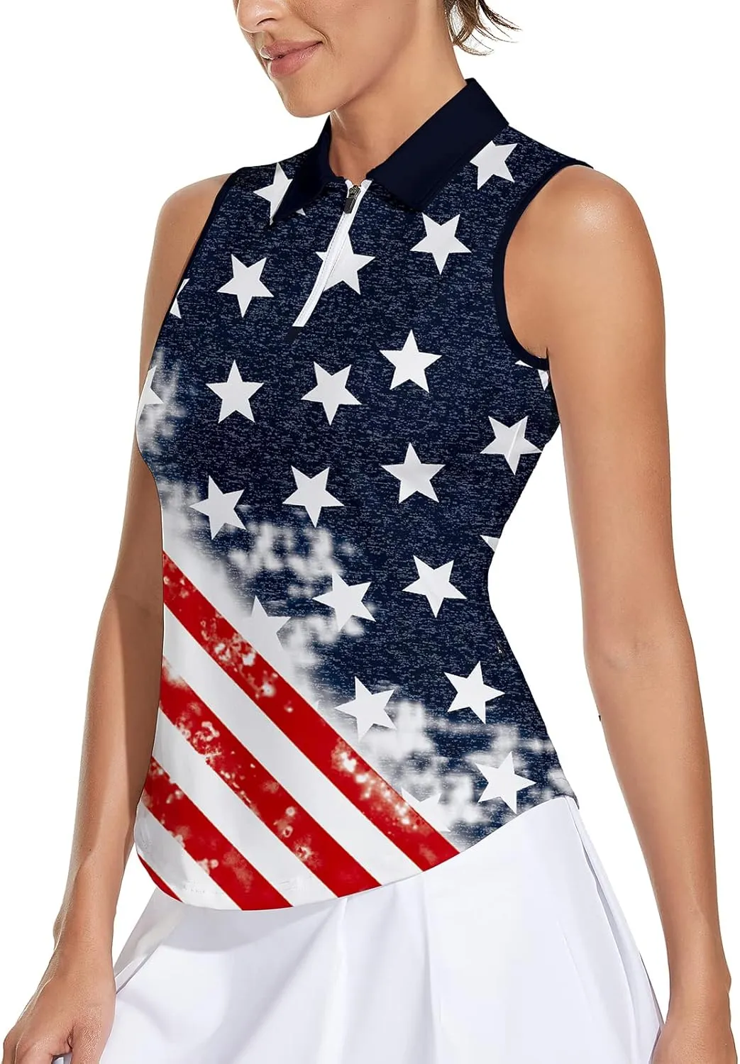 Soneven Womens Sleeveless Golf Shirt Moisture Wicking Athletic Golf Tank Top Printed Polo Tennis Shirts (XS-3XL)