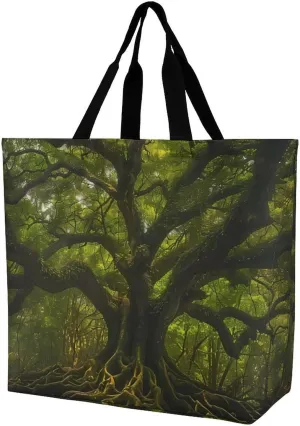 South Carolina Angel Oak Tree Reusable Shopping Bag with Shoulder Straps Portable Collapsible Grocery Tote Bags