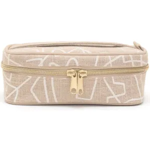 SoYoung Petite Raw Linen Makeup Bag Beauty Poche - Abstract Lines