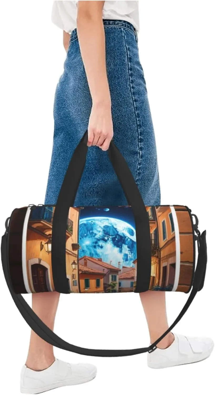 Space Planet Earth Printed Travel Bag,Round Personal Item Storage bag,Foldie Duffel Bag for Traveling Vacation,Fitness,Sports