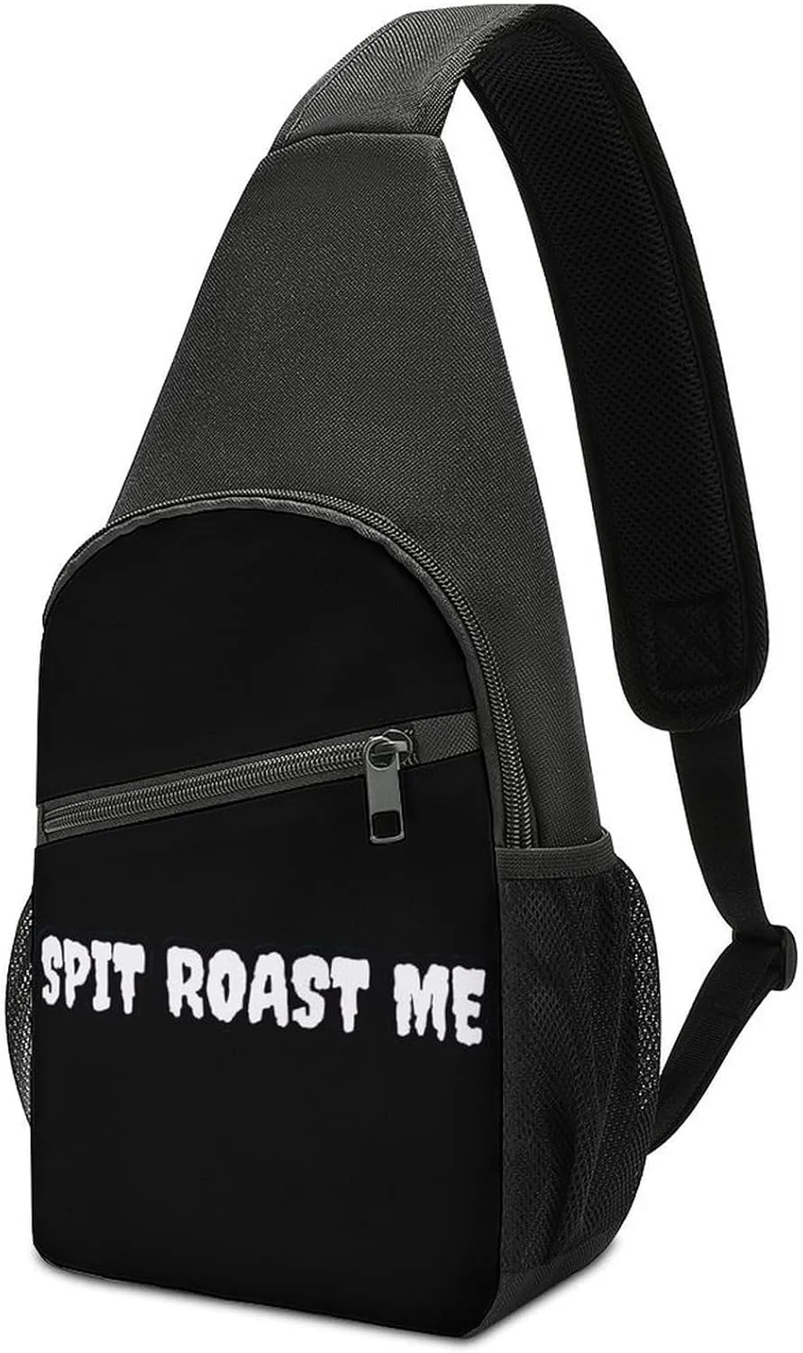 SPIT Roast ME Casual Crossbody Bag Travel Shoulder Bag Hiking Chest Bag Sling Backpack with Pocket for Men Women