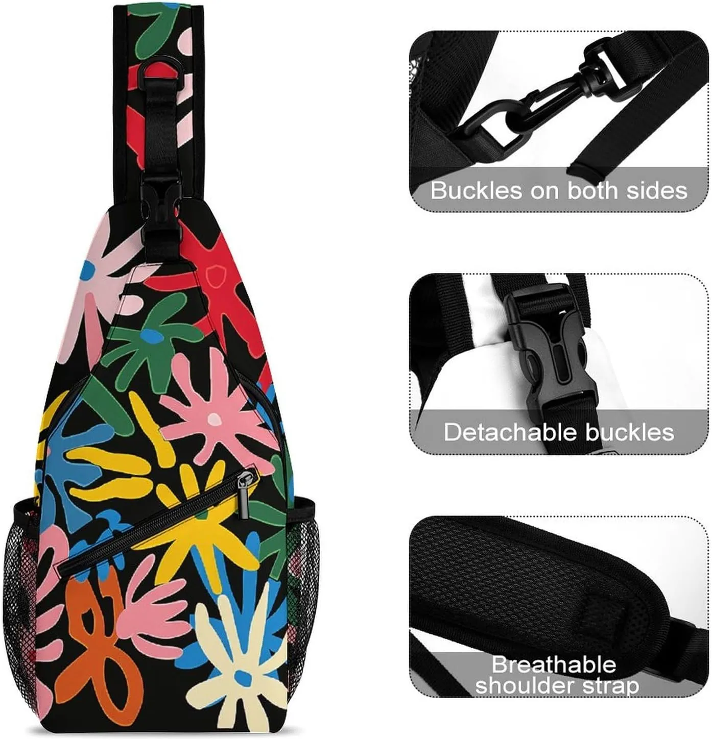 Spring Daisy Flowers Sling Bag Crossbody Bags Cross Body Bag Fanny Packs Chest Bags Sling Purses for Travel