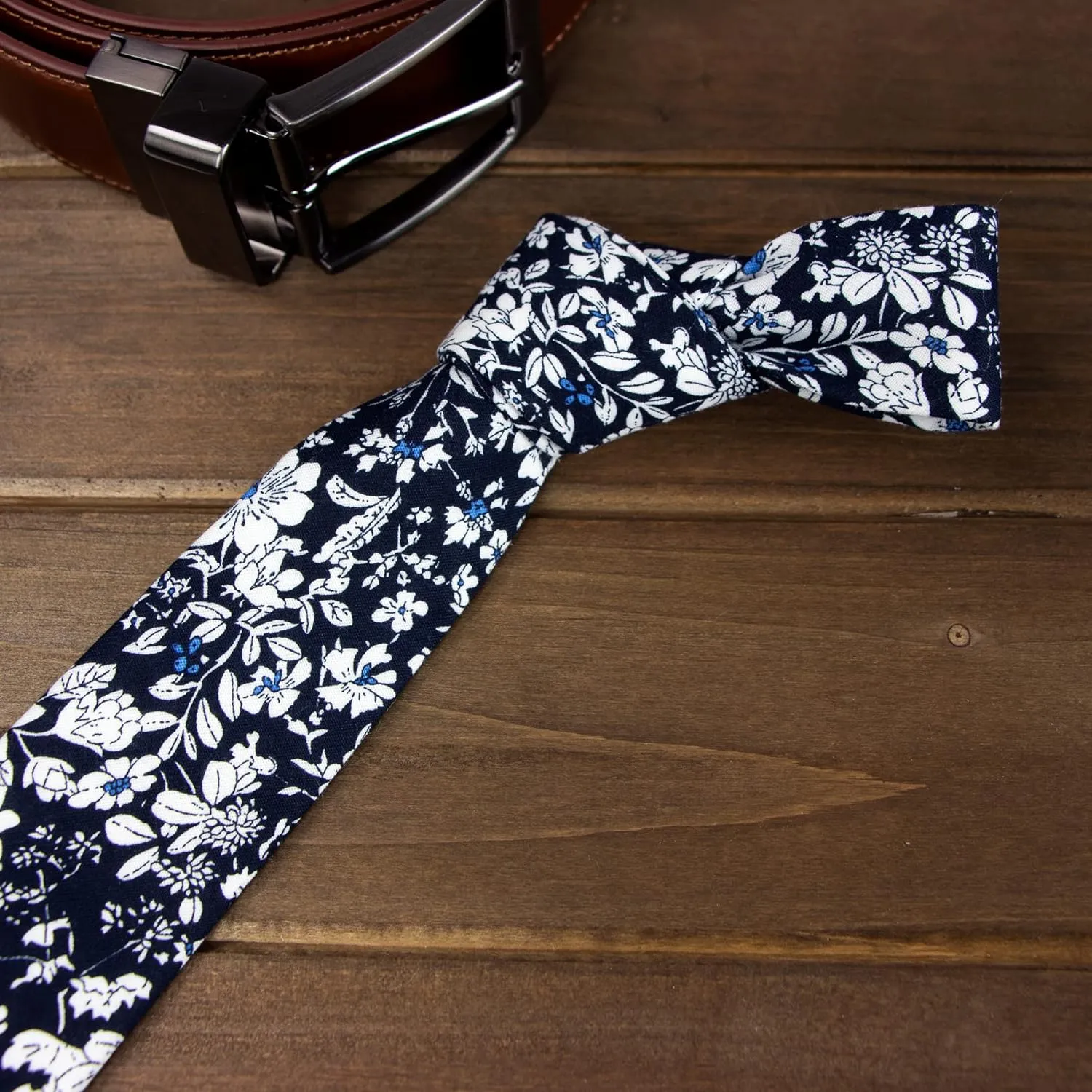 Spring Notion Men's Cotton Printed Floral Skinny Tie