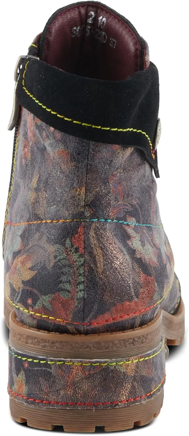 Spring Step L'Artiste Serna Women's Floral Bootie - Suede Lace-Up, Autumnal Vibe, Durable Traction