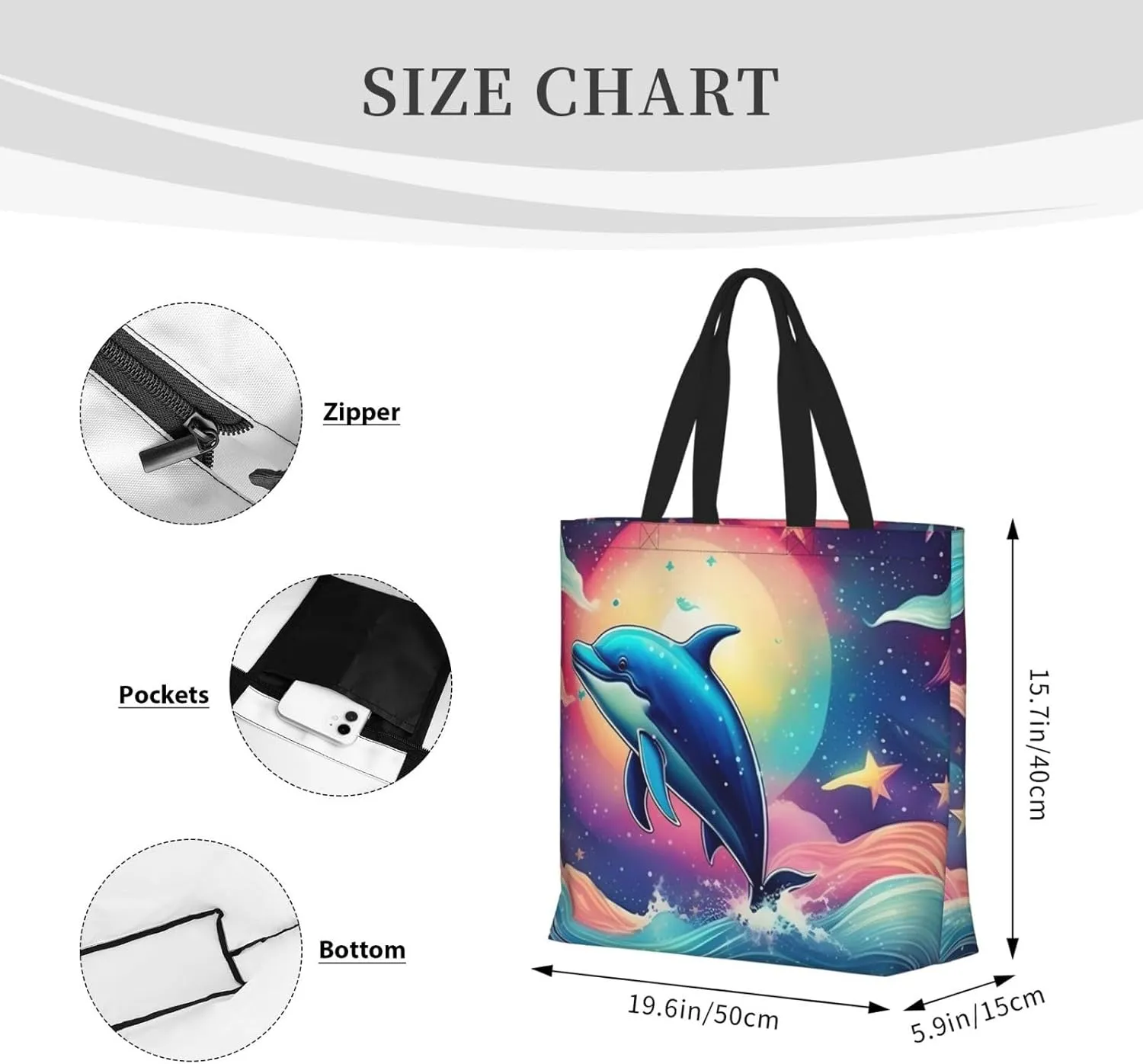 SSIMOO Lovely Cartoon Cats Stylish Zipper Shopping Bags,Shoulder Bag,The Perfect Blend Of Style And Convenience