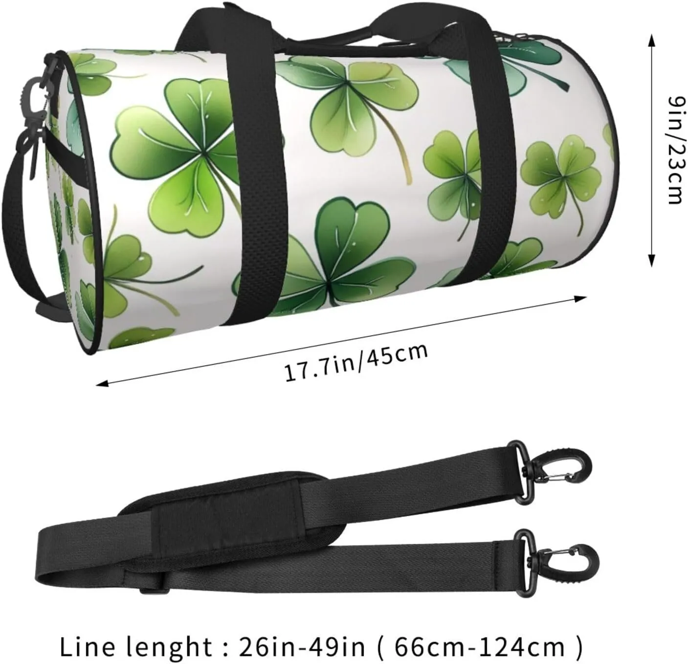 St Patricks Day Leaves Printed Travel Bag,Round Personal Item Storage bag,Foldie Duffel Bag for Traveling Vacation,Fitness,Sports
