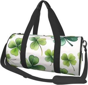 St Patricks Day Leaves Printed Travel Bag,Round Personal Item Storage bag,Foldie Duffel Bag for Traveling Vacation,Fitness,Sports