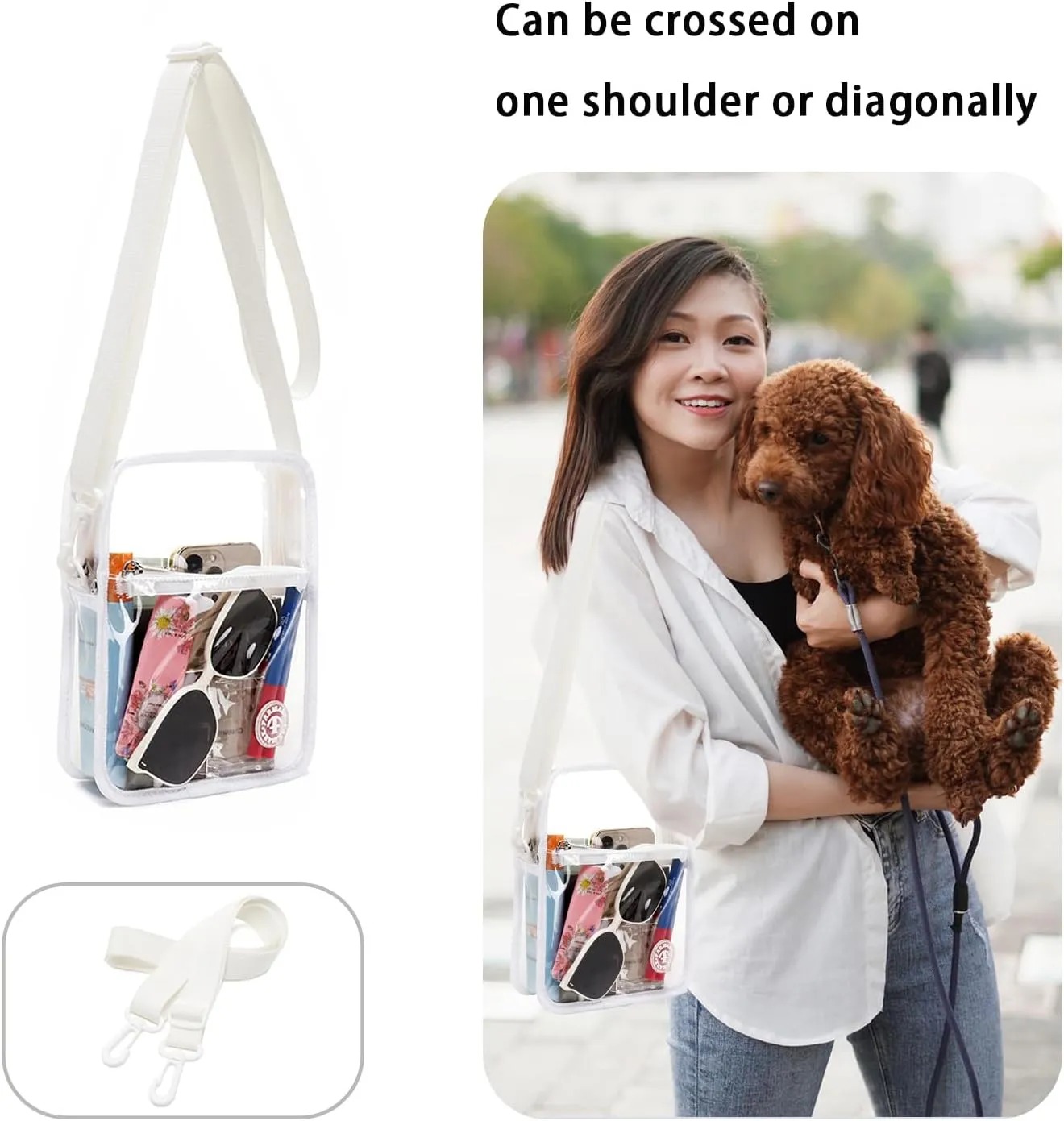 Stadium Event Clear Bag Women's Clear Bag Purse Crossbody Bag Stadium Approved with Front Pocket for Concerts