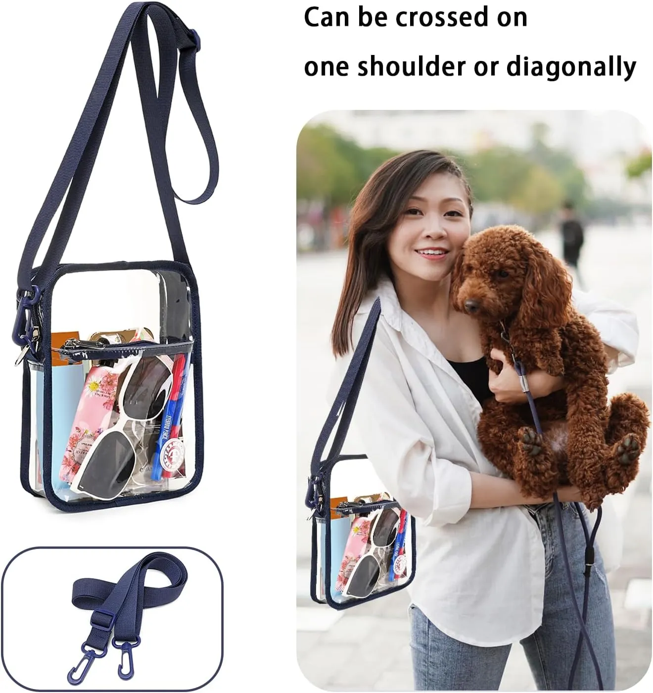 Stadium Event Clear Bag Women's Clear Bag Purse Crossbody Bag Stadium Approved with Front Pocket for Concerts