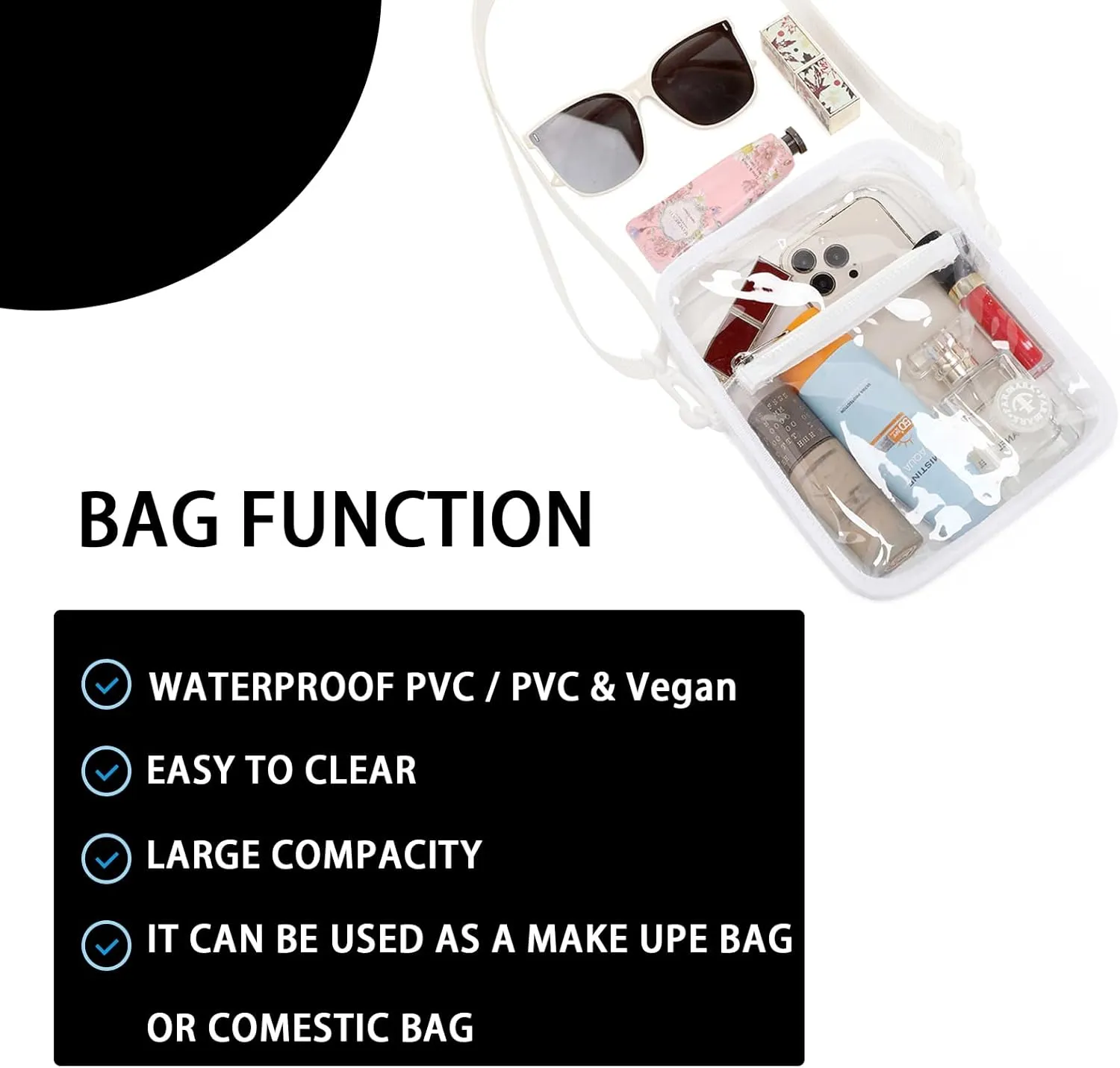Stadium Event Clear Bag Women's Clear Bag Purse Crossbody Bag Stadium Approved with Front Pocket for Concerts