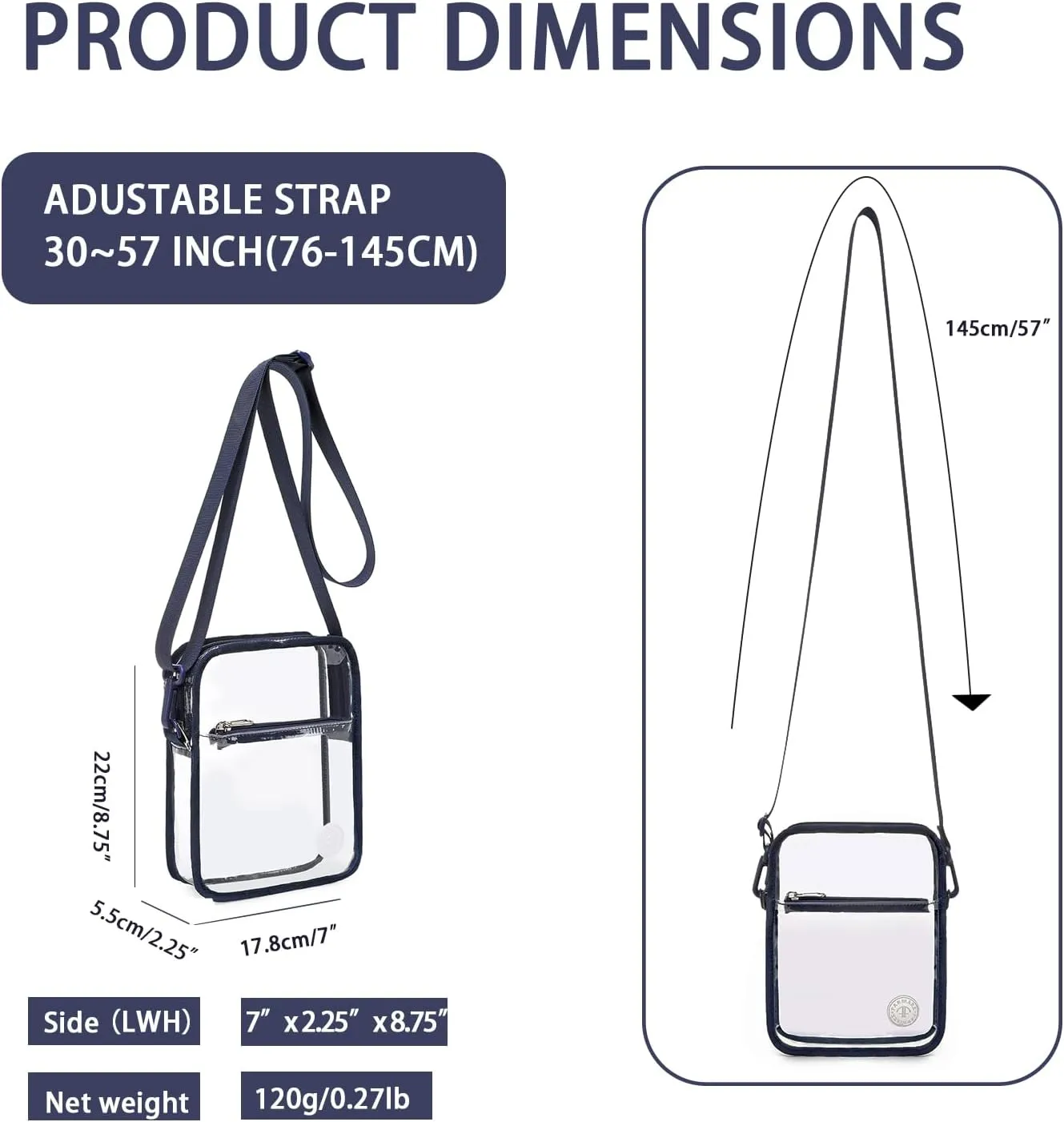 Stadium Event Clear Bag Women's Clear Bag Purse Crossbody Bag Stadium Approved with Front Pocket for Concerts