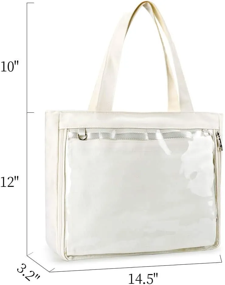 STEAMEDBUN Ita Bag with Insert Large Canvas Shoulder Tote Ita Purse for Cosplay
