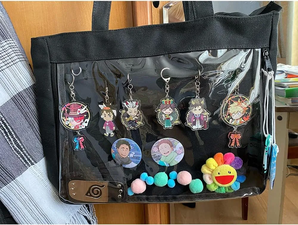 STEAMEDBUN Ita Bag with Insert Large Canvas Shoulder Tote Ita Purse for Cosplay