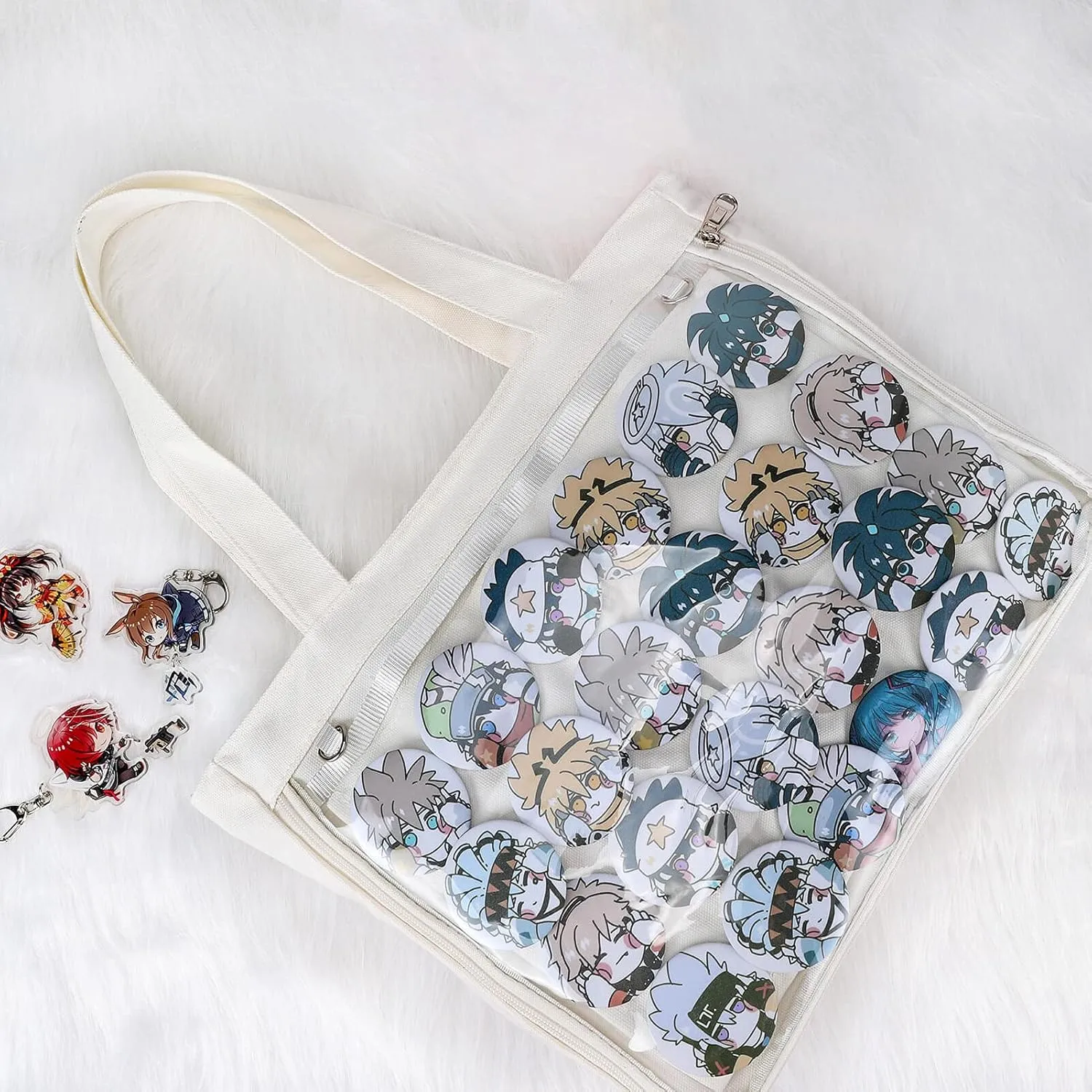 STEAMEDBUN Ita Bag with Insert Large Canvas Shoulder Tote Ita Purse for Cosplay