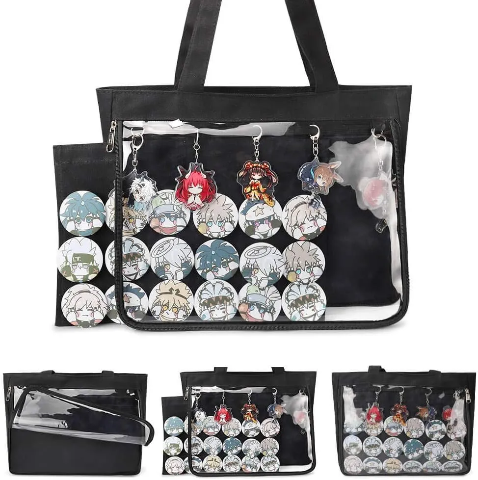STEAMEDBUN Ita Bag with Insert Large Canvas Shoulder Tote Ita Purse for Cosplay
