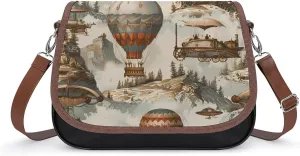 Steampunk Airships Air Balloons Printed Women's Crossbody Bags Novelty Purse Handbag Shoulder Bag For Women