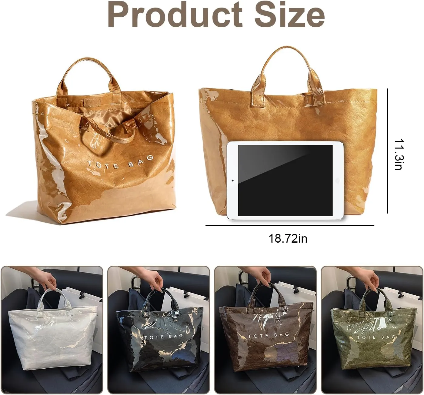 Stellaya Tote Bag, Women's Letters Print Tote Bag, PVC Clear Tote Bag for Women, Fashionable Leopard Print Tote Bag