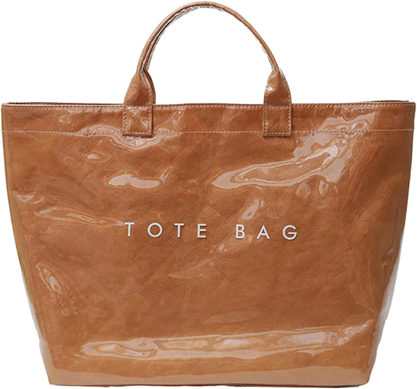 Stellaya Womens Letters Print Tote Bag, Women's PVC Kraft Paper Tote Bag, Stellaya Letter Print PVC Kraft Paper