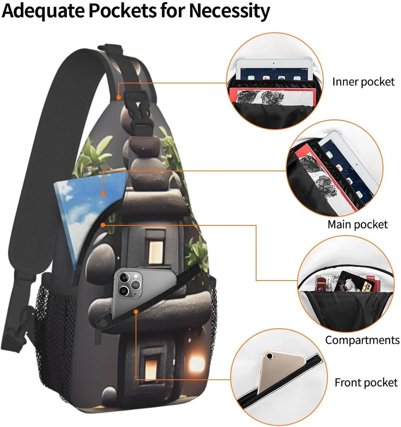 stone bridge Men's And Women's Small Crossbody Bags Chest Bags Daily Bags Are Suitable For Outdoor Hiking Trips