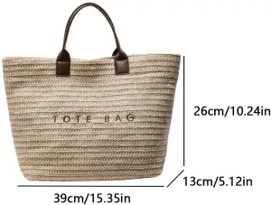 Straw Tote Bag for Women 2025 Waterproof PVC Clear Plastic Tote Bag Summer Beach Bag Letter Print Woven Handbag