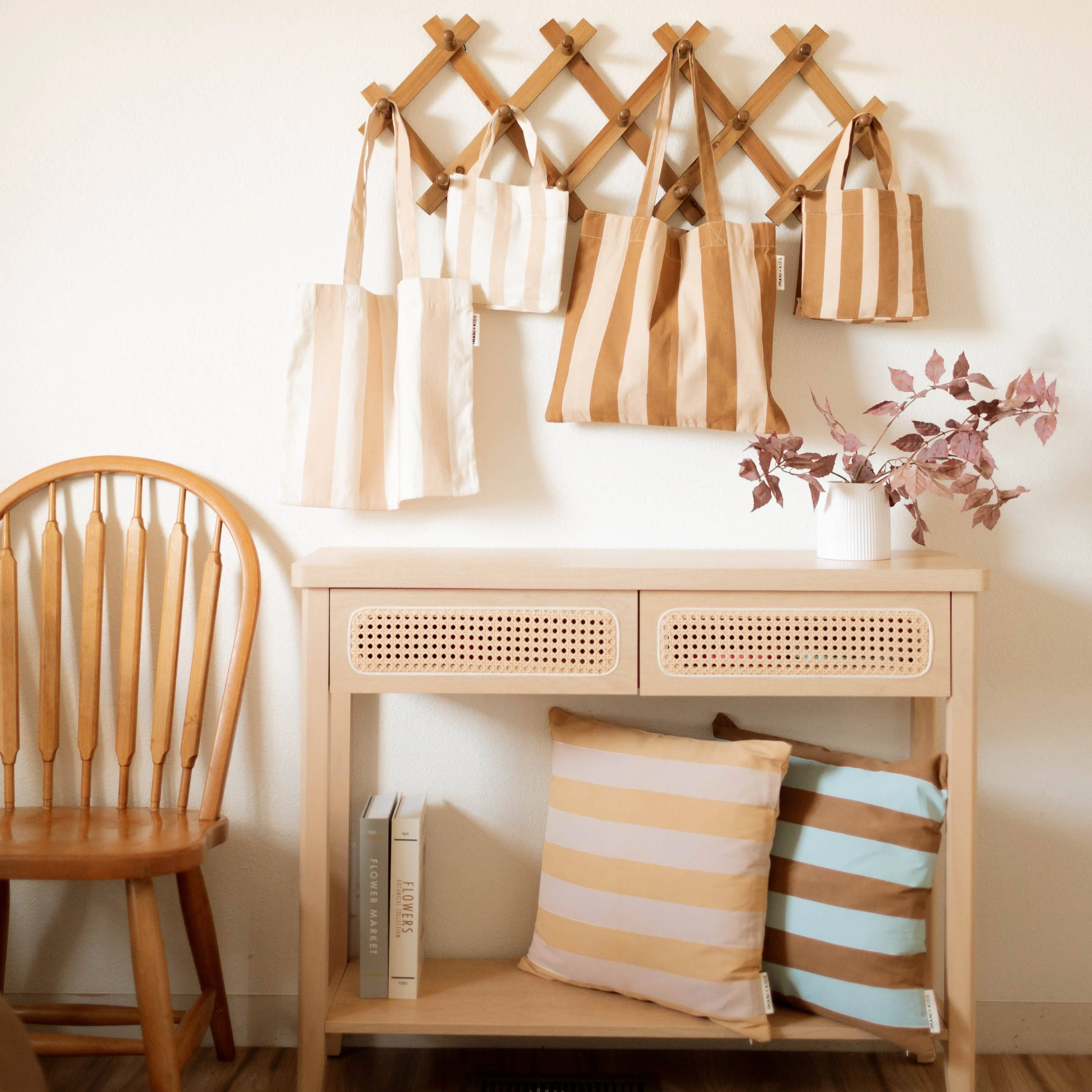 Striped mommy   me tote