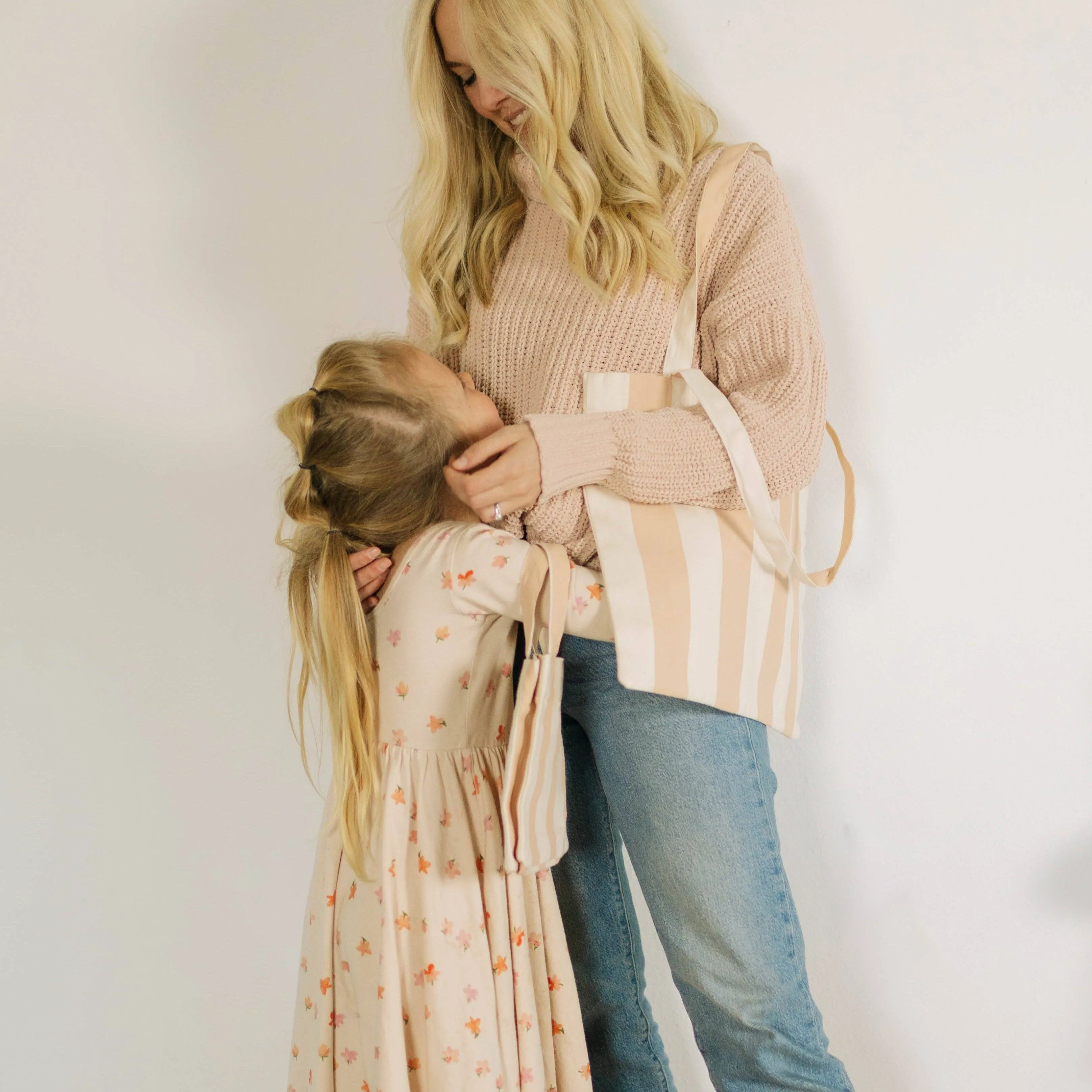Striped mommy   me tote
