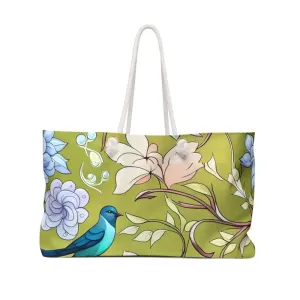 Stylish Polyester Weekender Bag with Birds and Green
