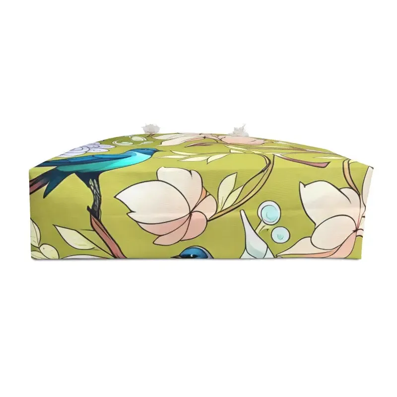 Stylish Polyester Weekender Bag with Birds and Green