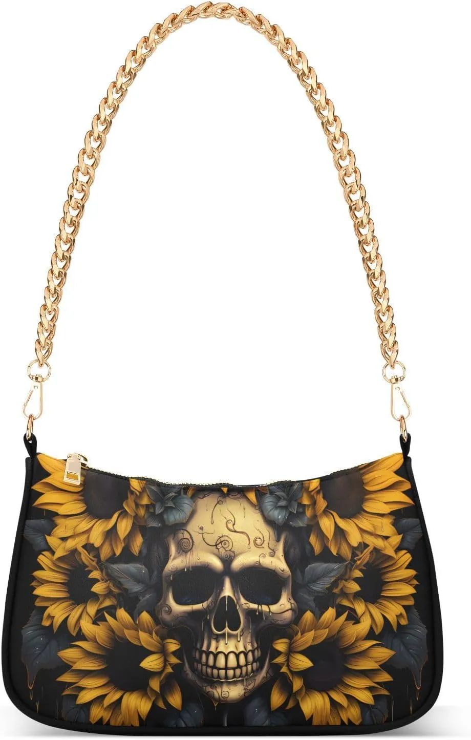Sunflower Smile Skull Crossbody Bags for Women Tote Bag Women's Shoulder Handbags Clutch Purses for Women