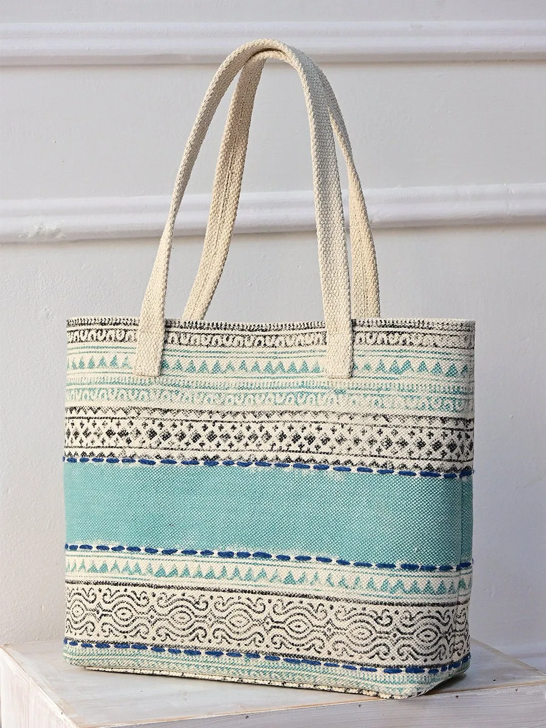 SUSAN - HAND BLOCK COTTON PRINTED TOTE BAG