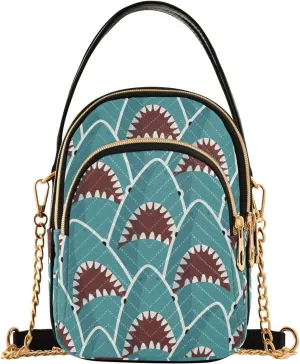susiyo Fierce Shark Small Crossbody Bags Shoulder Bag for Women Multi Zipper Stylish Ladies Messenger Bags Phone Purse Handbag Wallet