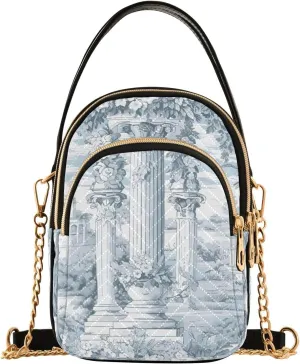 susiyo Garden Ancient Pillar Small Crossbody Bags Shoulder Bag for Women Multi Zipper Stylish Ladies Messenger Bags Phone Purse Handbag Wallet