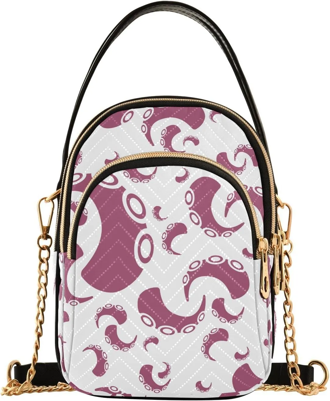 susiyo Octopus Tentacle Small Crossbody Bags Shoulder Bag for Women Multi Zipper Stylish Ladies Messenger Bags Phone Purse Handbag Wallet