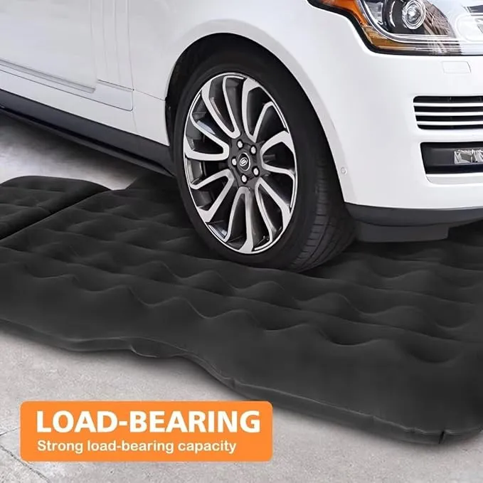 SUV Air Mattress Car Camping Bed - Inflatable Thickened and Double Car Air Mattress Bed with Air Pump Portable Foldable Car Air Bed Mattress for Home Car Travel Camping-(Black)