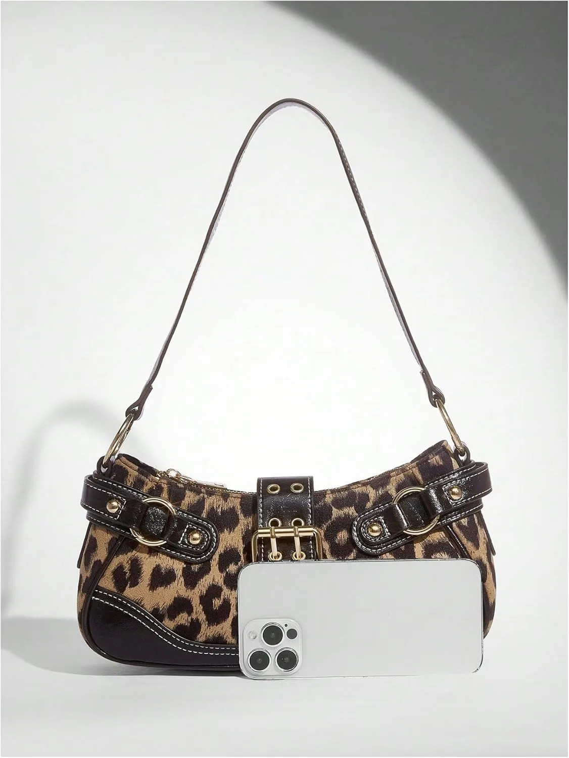 SweatyRocks Women's Cheetah Leopard Print Clutch Buckle PU Leather Y2K Shoulder Handbags