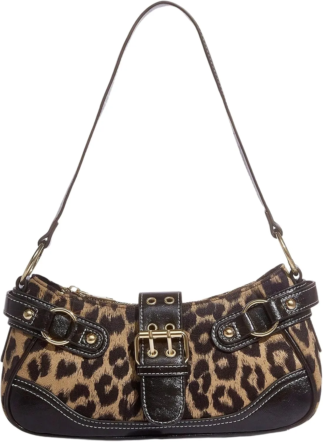 SweatyRocks Women's Cheetah Leopard Print Clutch Buckle PU Leather Y2K Shoulder Handbags
