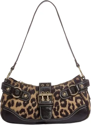 SweatyRocks Women's Cheetah Leopard Print Clutch Buckle PU Leather Y2K Shoulder Handbags